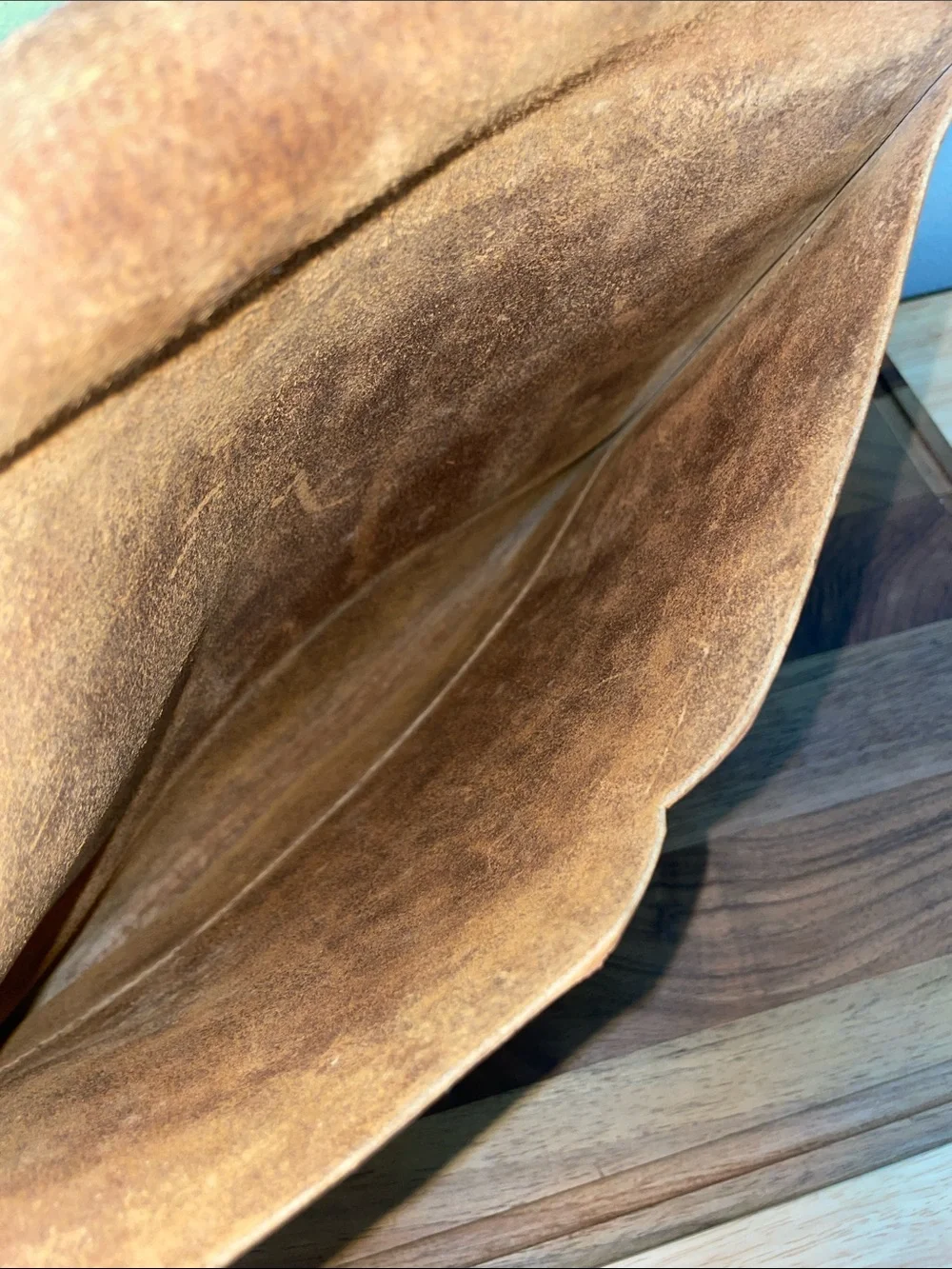 Brown Distressed Leather Clutch Bag Envelope Western Boho Minimalist Purse Case